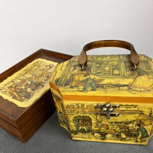 Anton Pieck | Vintage | 3-D decoupage box bag and case set | 2 items